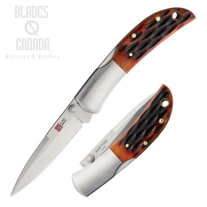 Al Mar Hawk Folding Knife, AUS8, Honey Jigged Bone, AMK7002 (image for) Al Mar Hawk Folding Knife, AUS8, Honey Jigged Bone, AMK7002